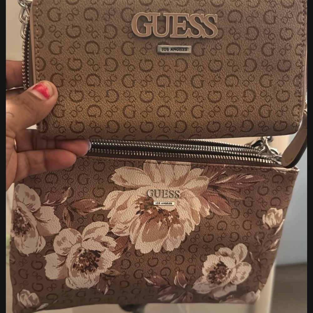 Guess Tan Floral Clutch